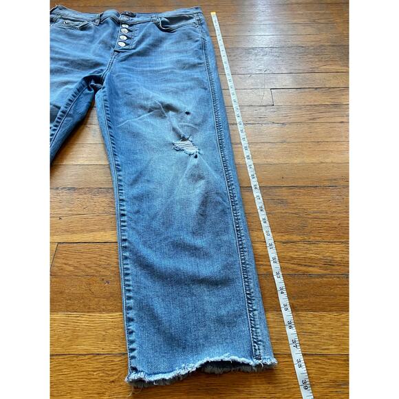 7 FOR ALL MANKIND 'High Waist Cropped Straight' Button-fly Jeans sz 32 - Picture 12 of 13